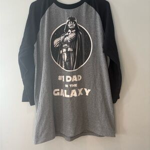 Star Wars Grey and Black Darth Vader "#1 Dad in the Galaxy" Raglan